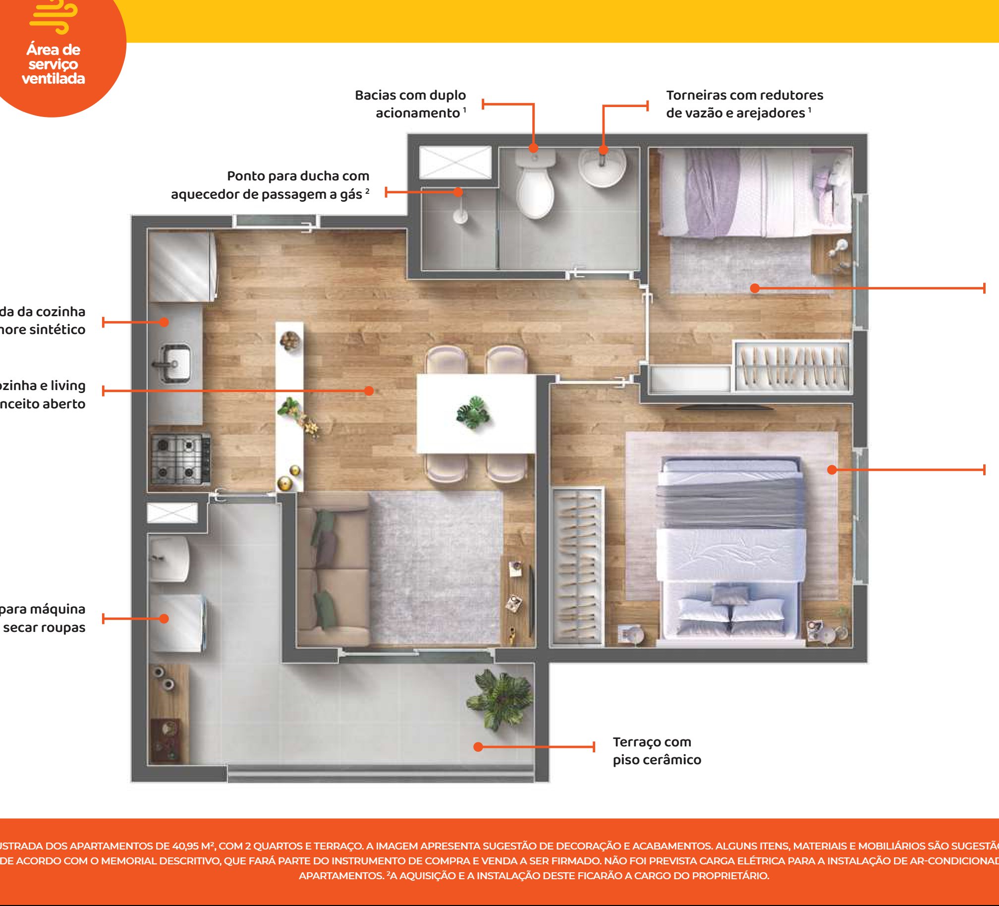 2 quartos - 41m² RV2