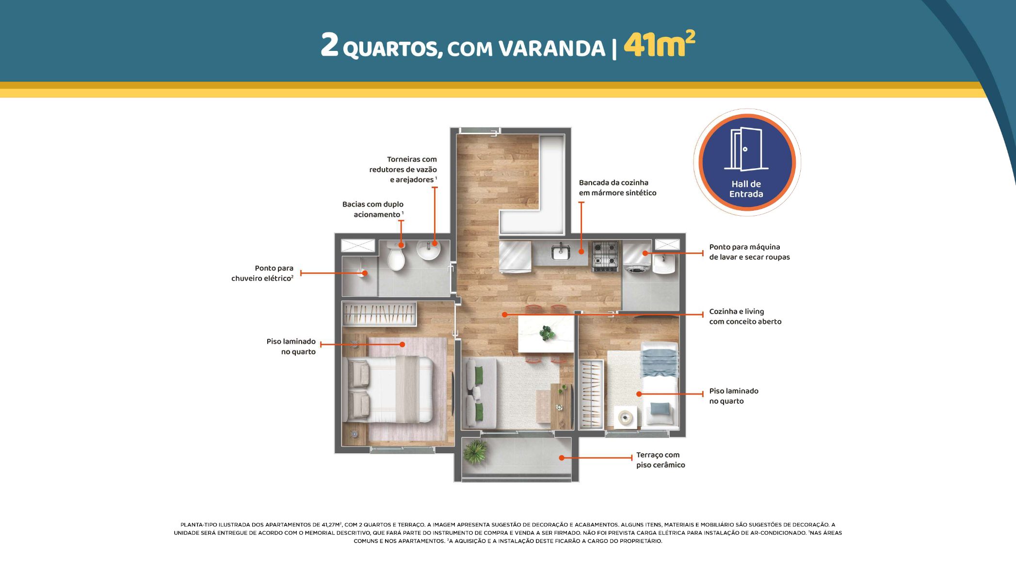 2 dormitórios 41m² com sacada HIS2