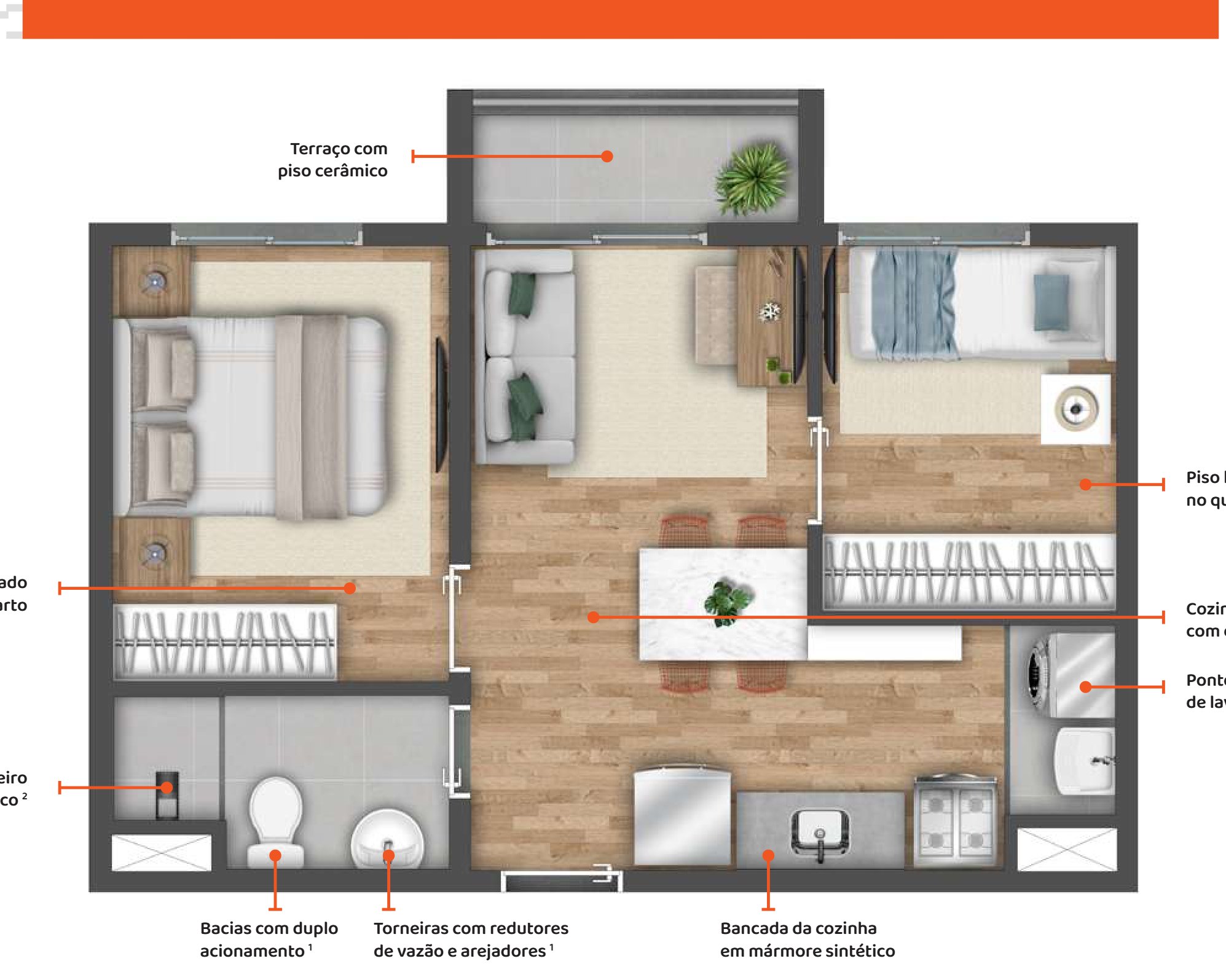 2 quartos - 37m² HIS2