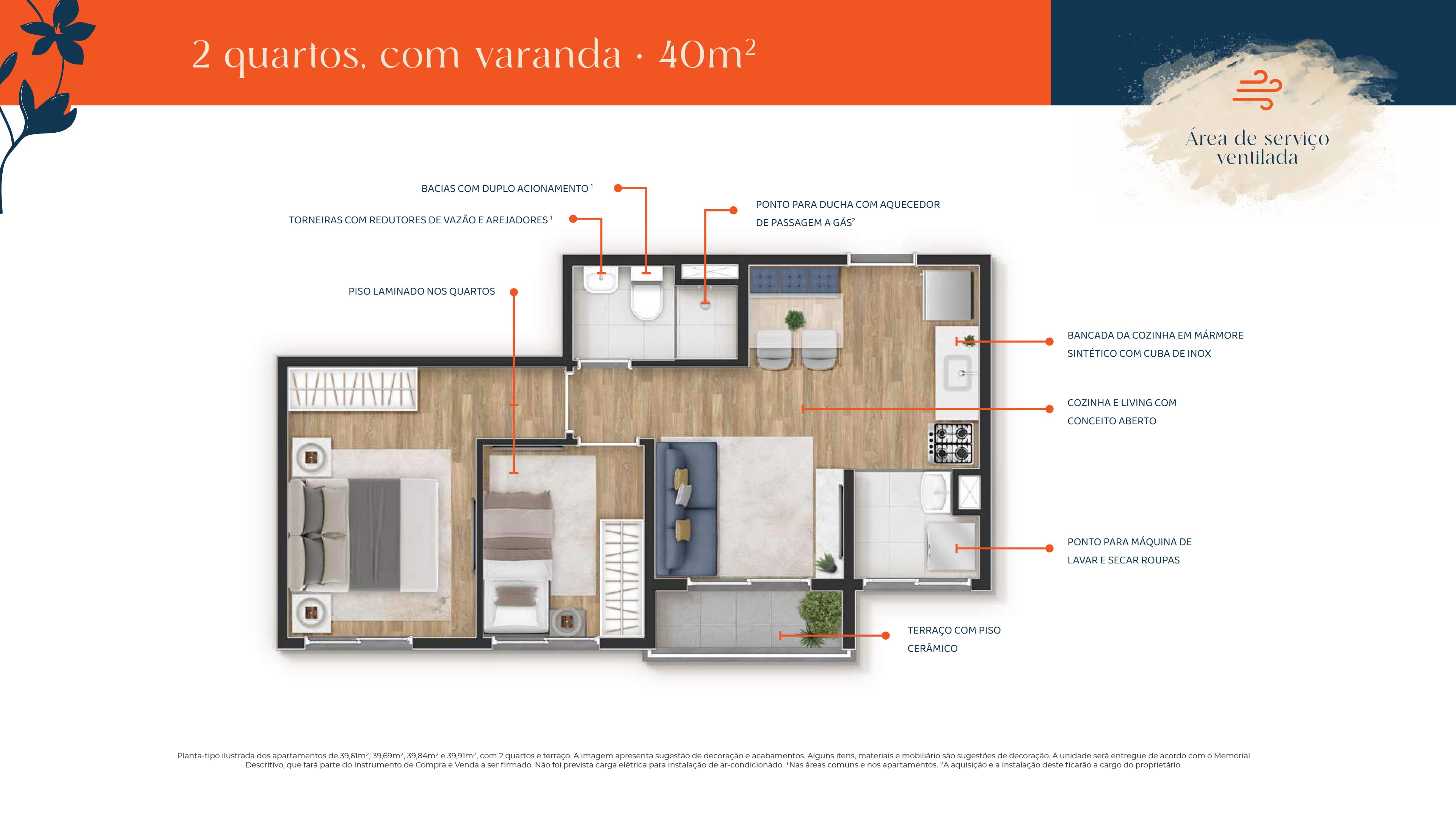 2 quartos 40m² R2V