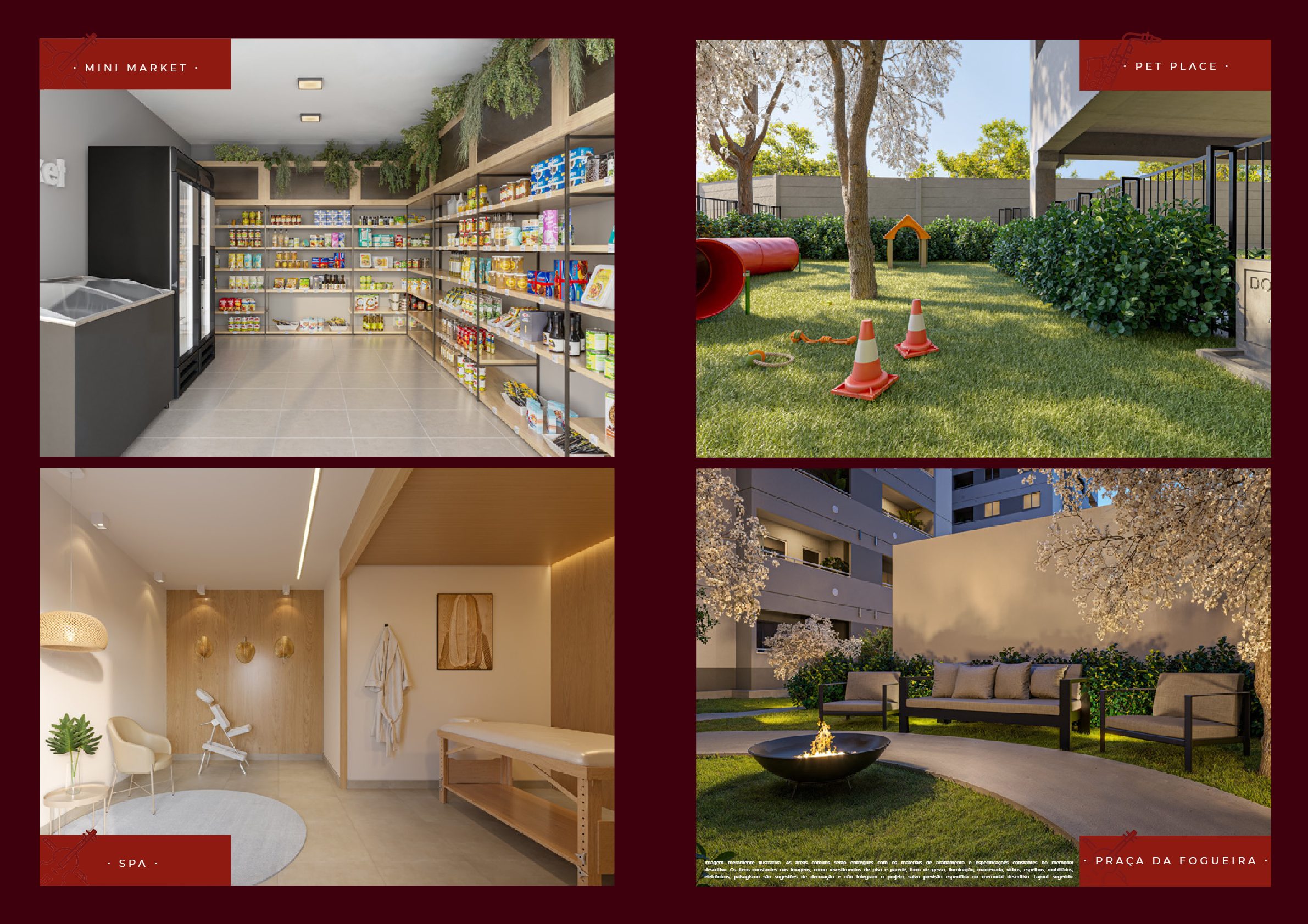 Spa, mini market, pet place e praça