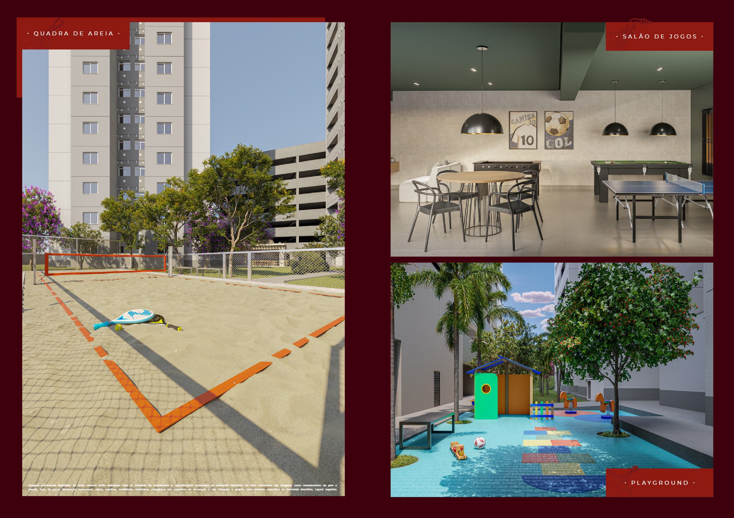 Áreas de lazer - Quadra, jogos e playground