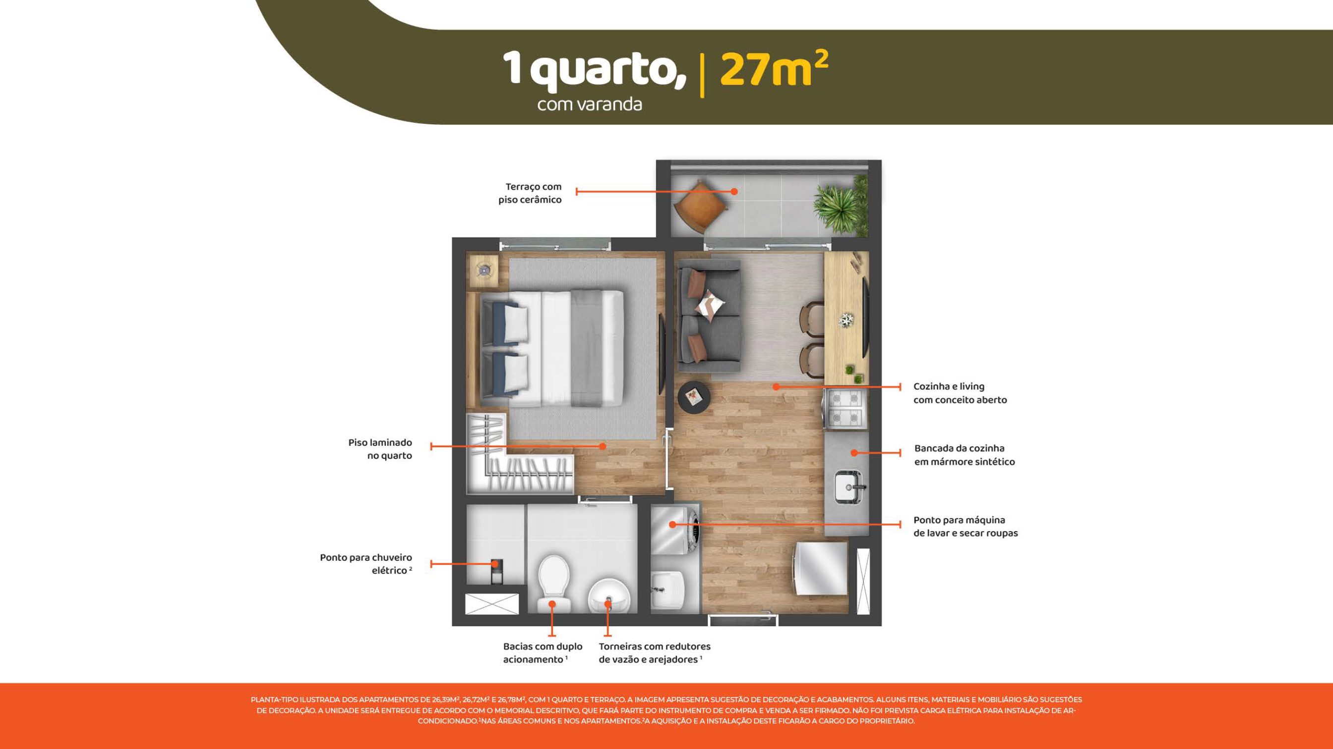 1 Quartos 27m² HIS1