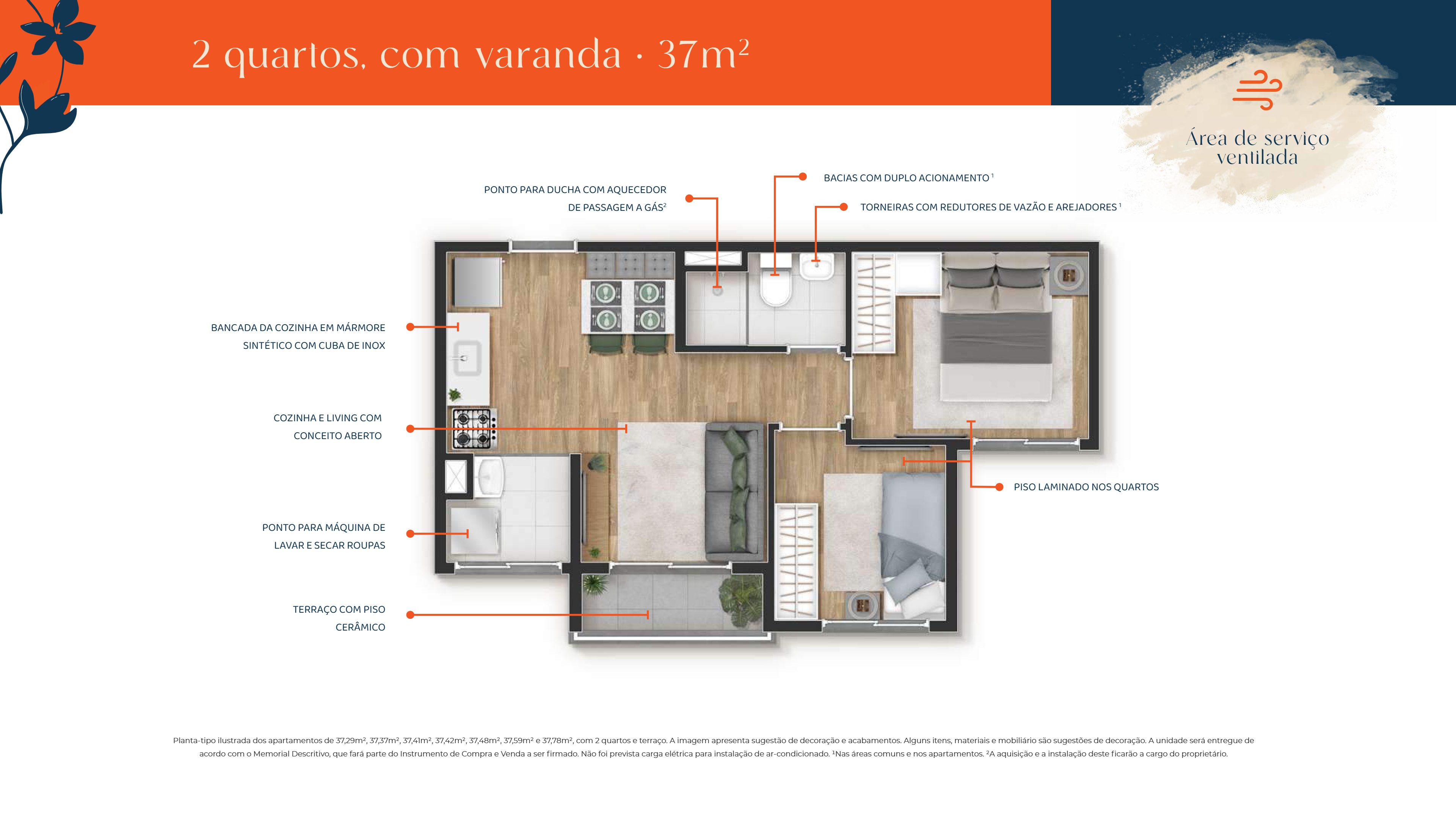 2 quartos 37m² HIS2
