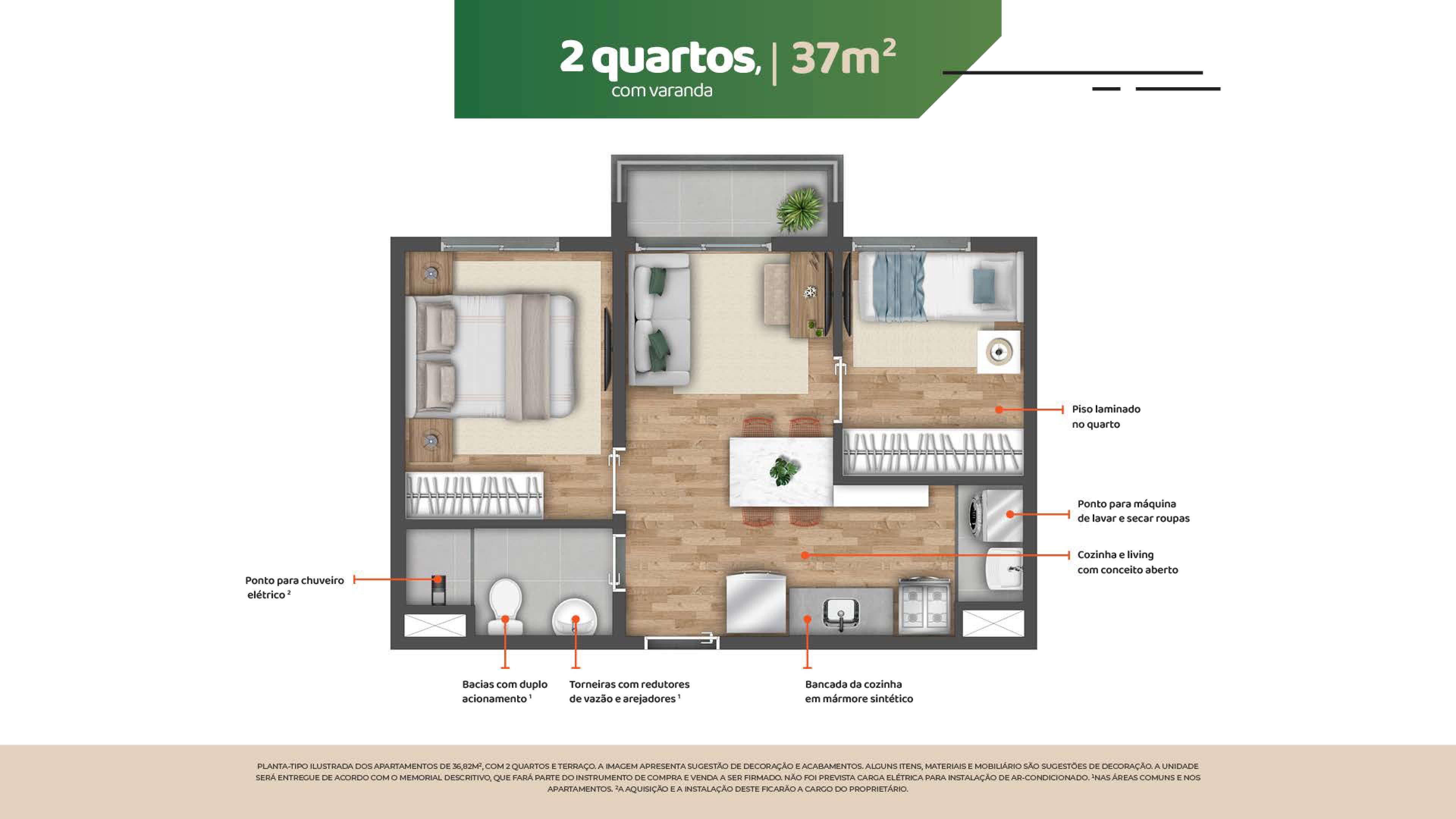 Vibra Estação Vila Prudente - 2 quartos com varanda - 37m² HIS2