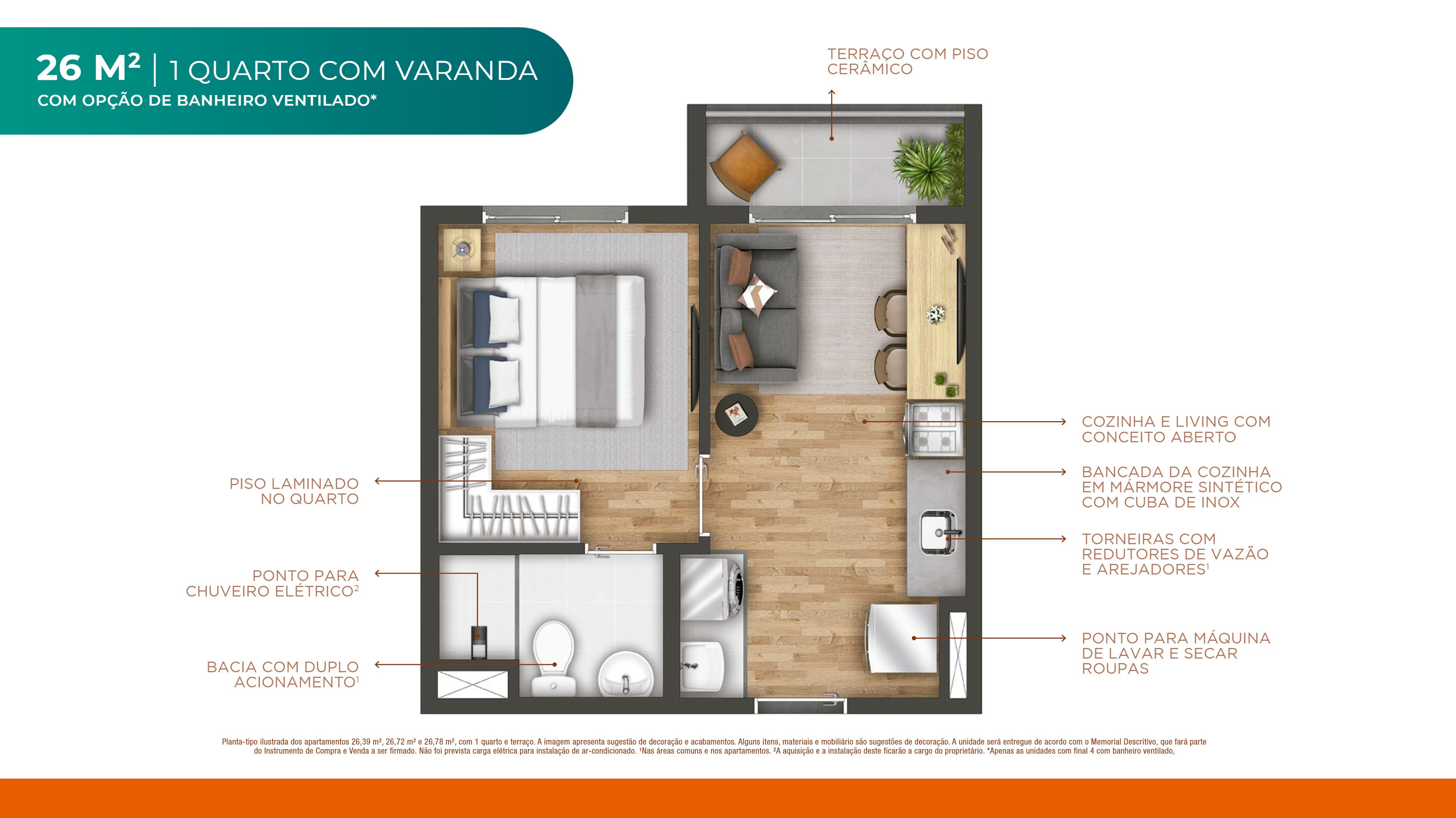 Vibra João Dias - 1 quarto com varanda - 26m²  R2V