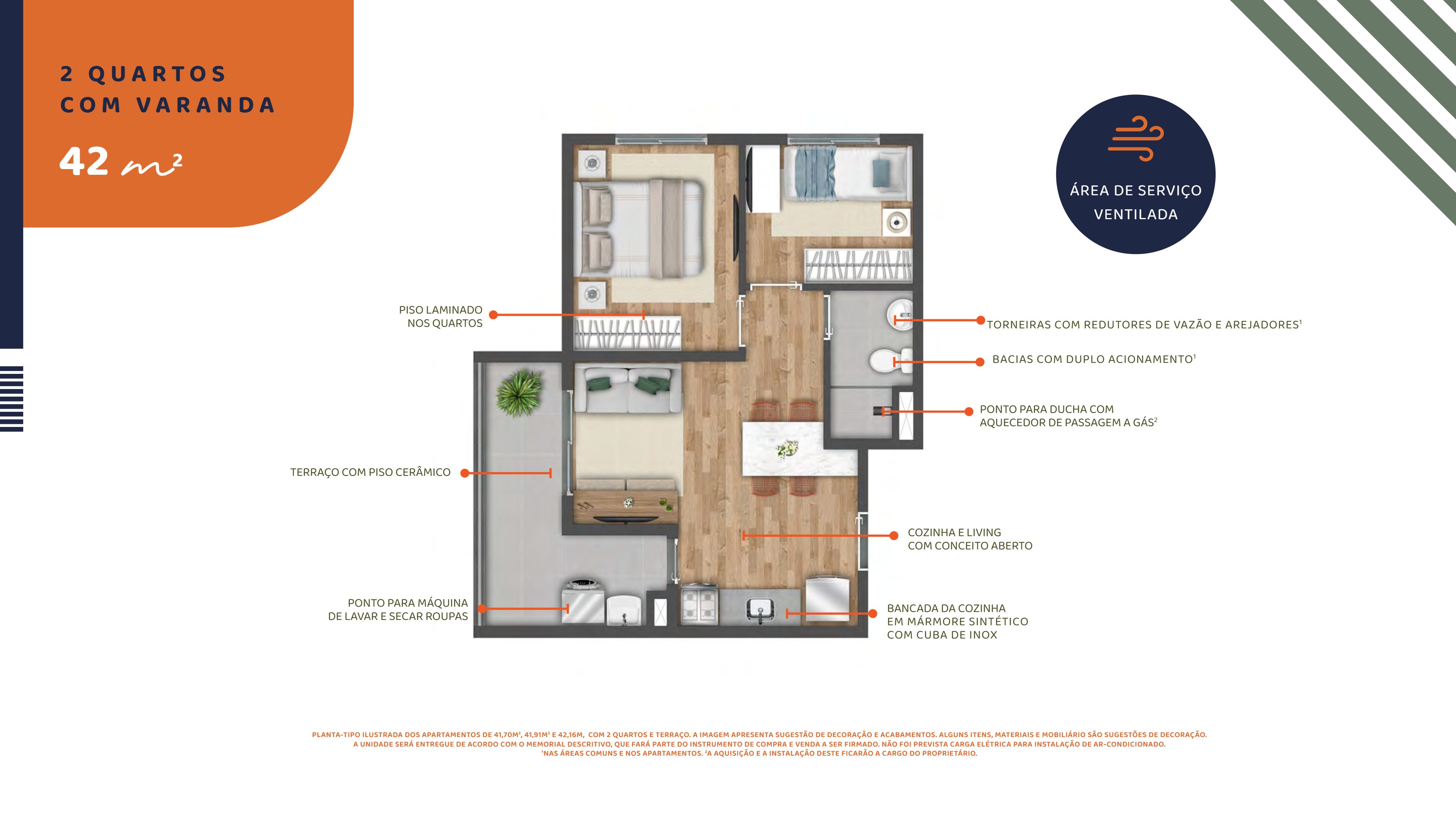 Vibra Veleiros - 2 quartos com varanda - 42m² HIS2