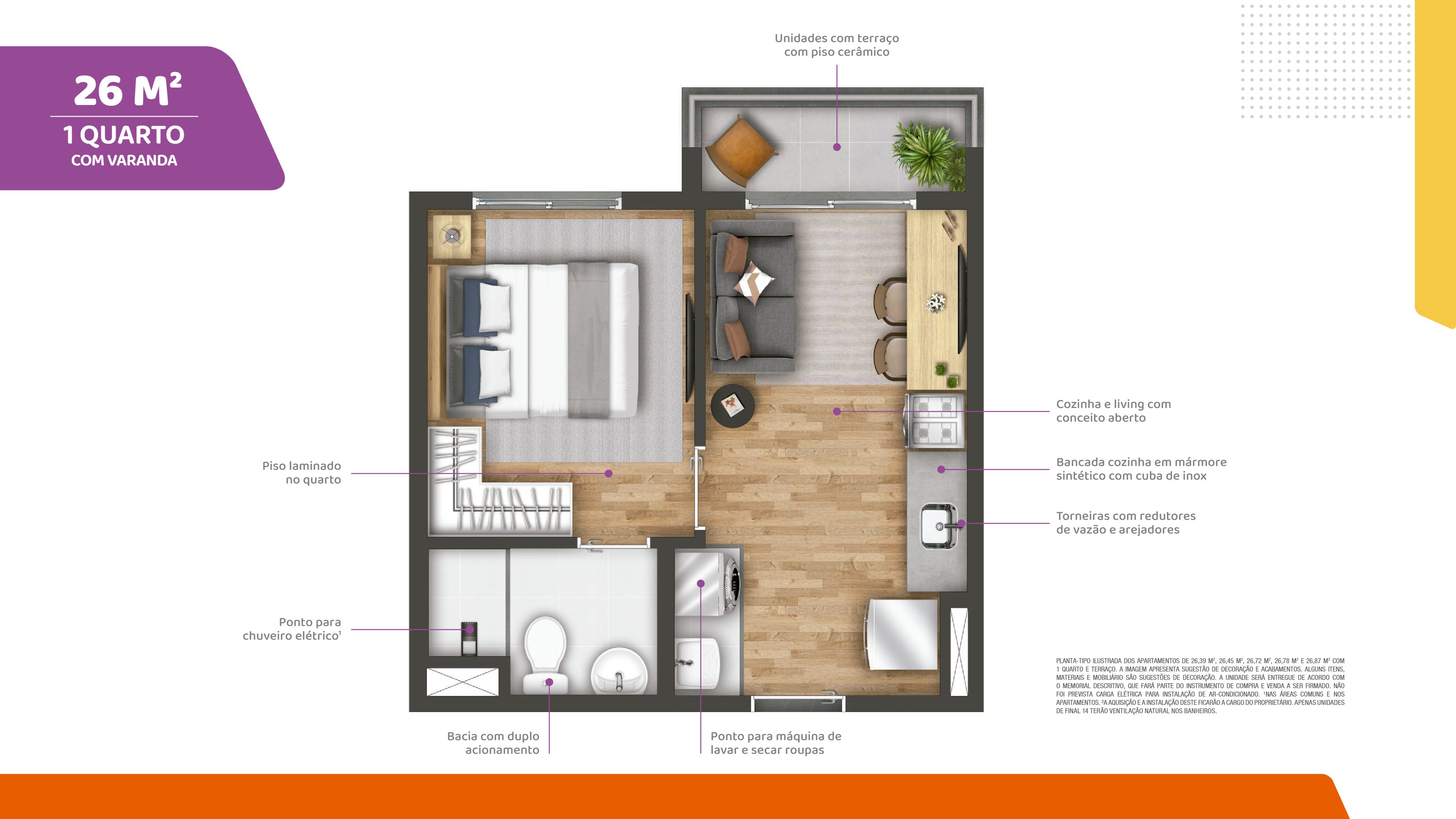 Vibra Estação Giovanni - 1 quarto - 26m² com varanda HIS2
