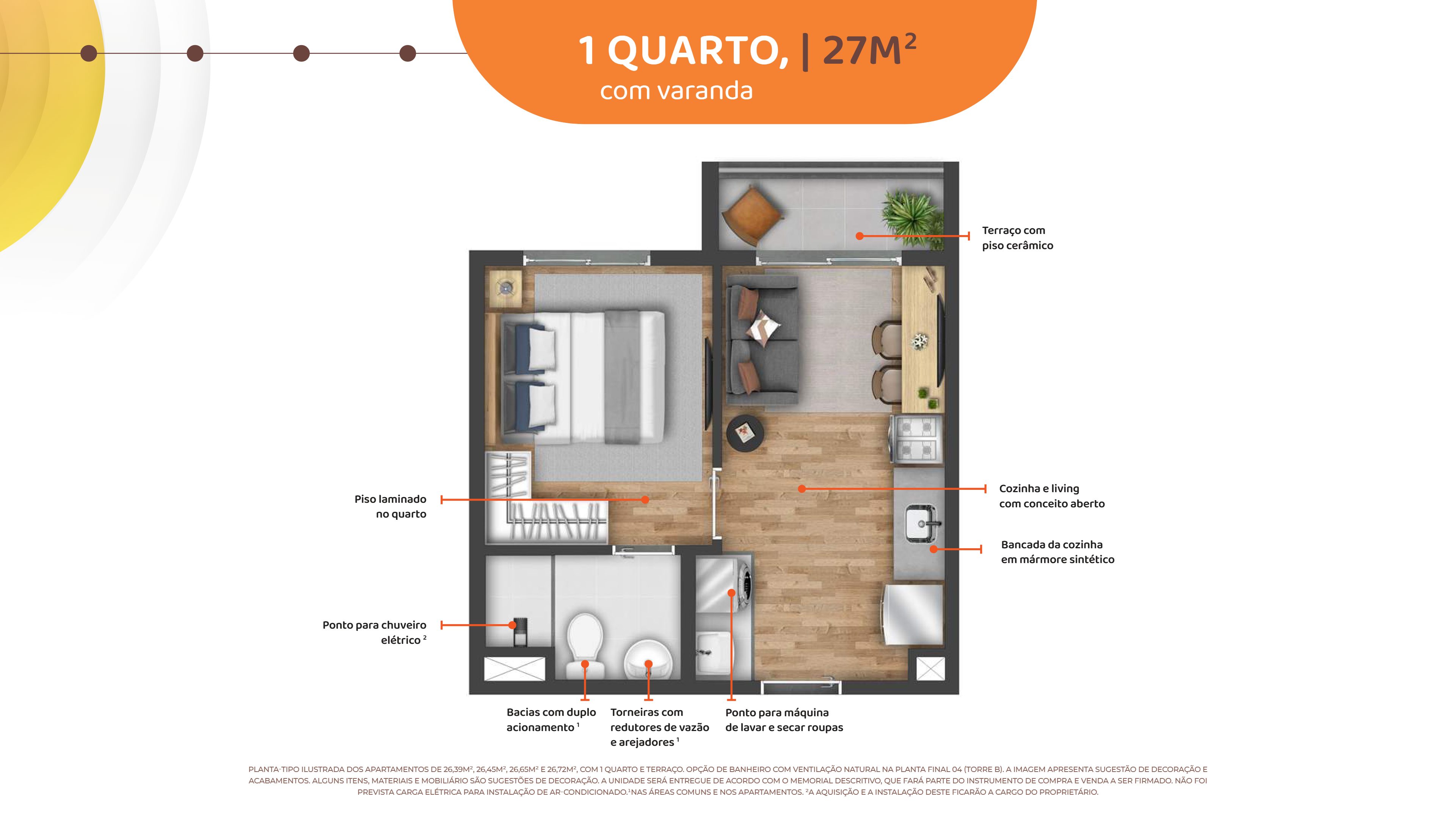 1 quarto - 27m² -  R2V