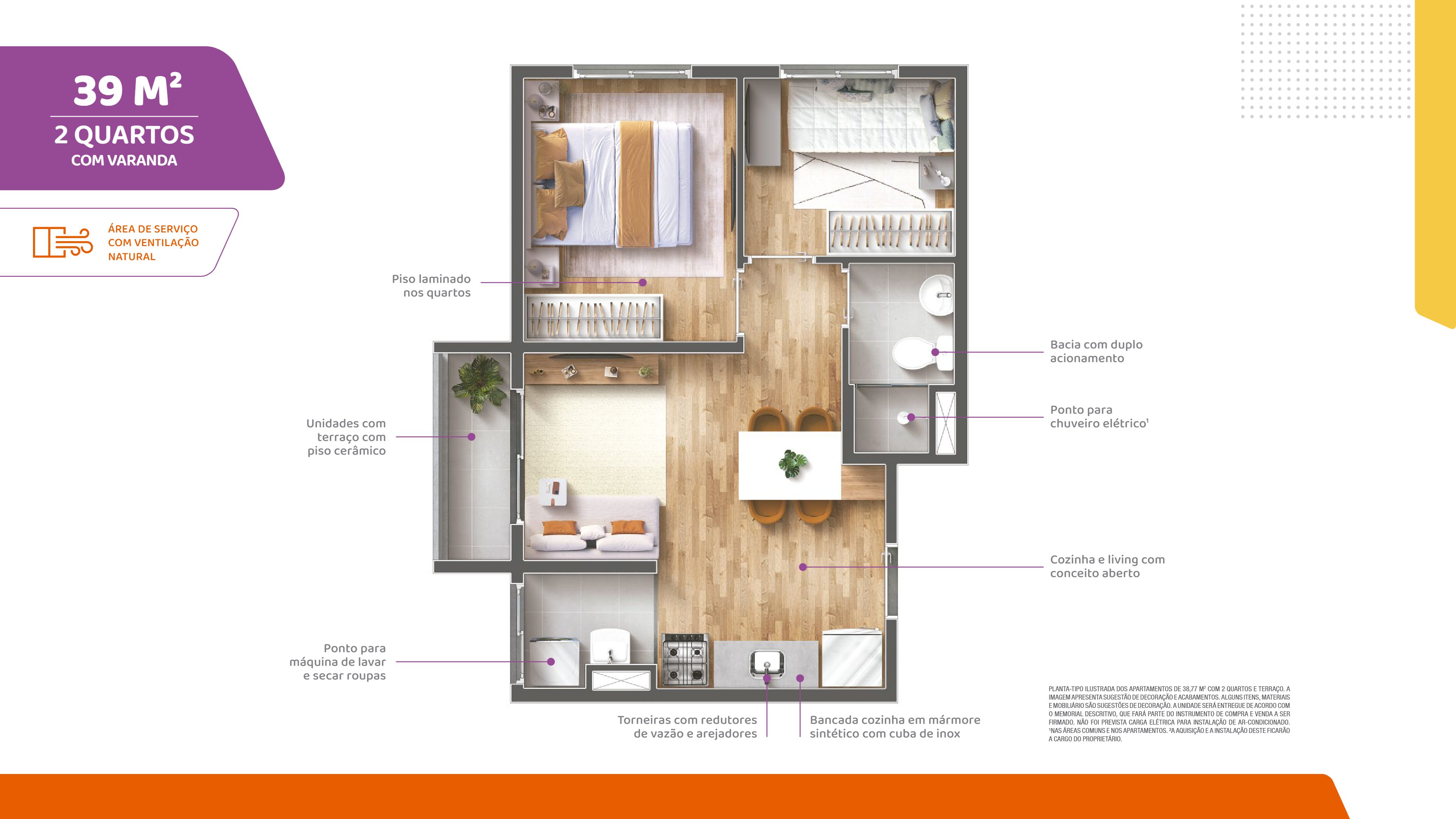 Vibra Estação Giovanni - 2 quartos - 39m² com varanda R2V